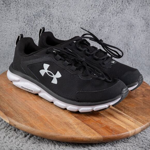 UA Under Armour Womens 10.5 Assert 9 Running Shoes BLACK/WHITE 3024591-001 - Picture 1 of 8